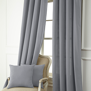 go to drapes and decorative pillow cases gray